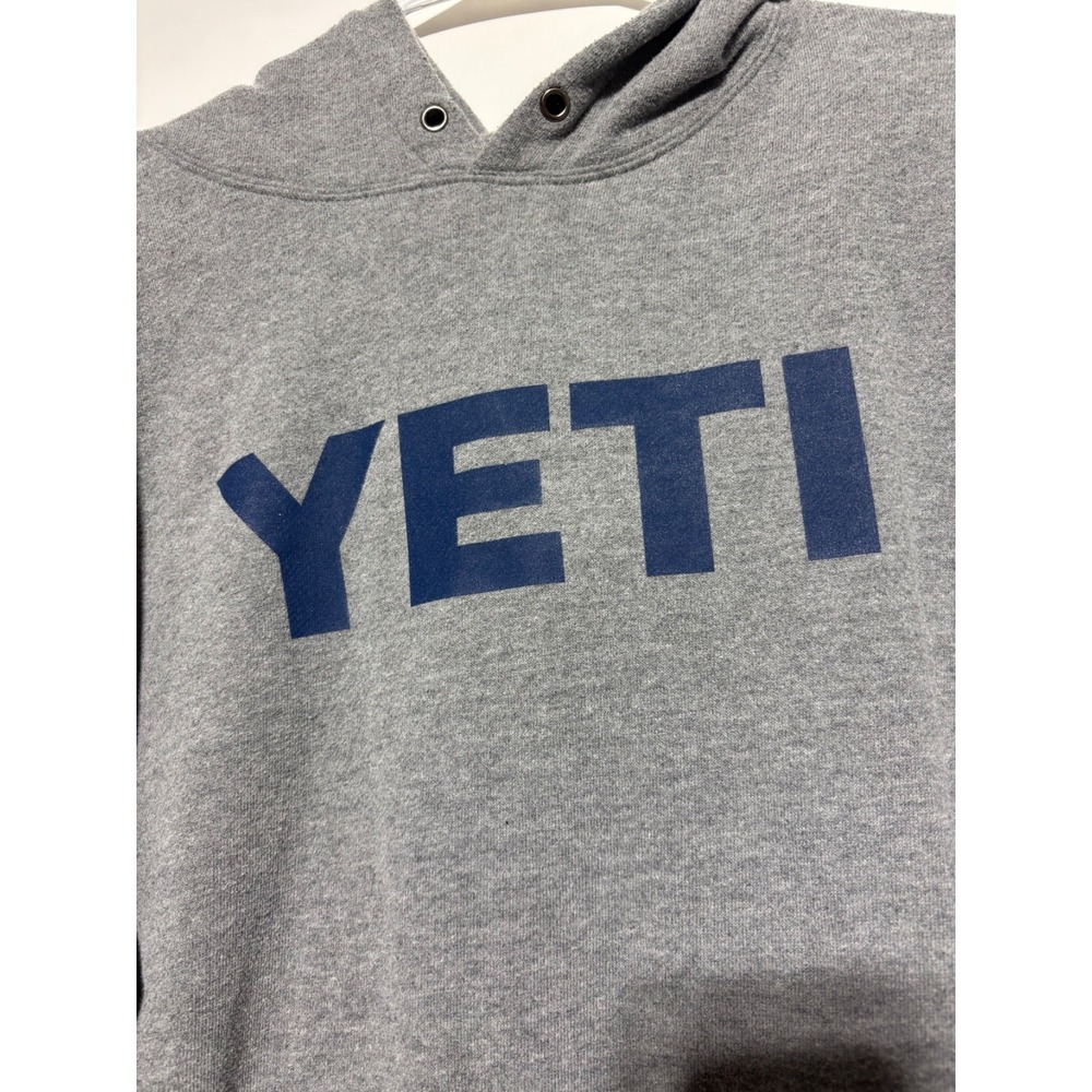Yeti Mens Size Large Grey Hoodie No Drawstrings - Picture 3 of 9